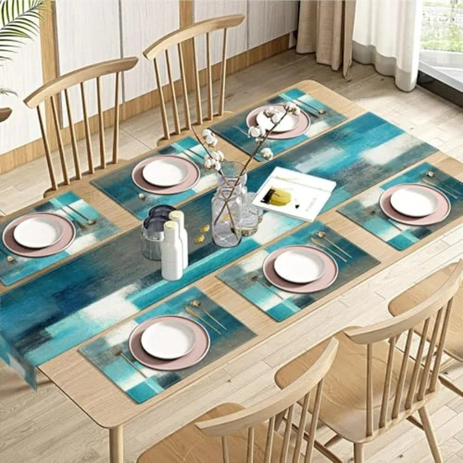 Blue Orange Table Runner Placemats