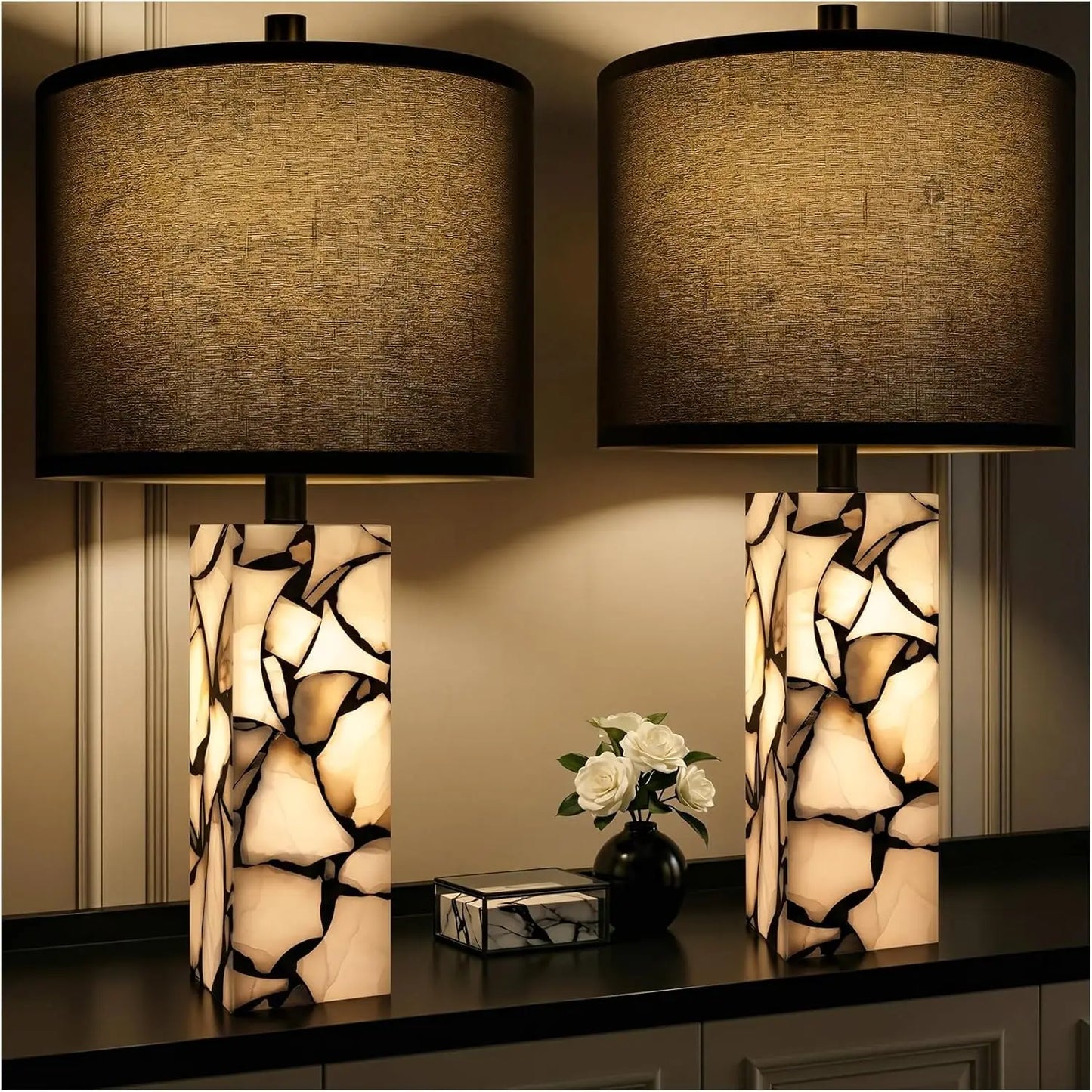 Modern Black Table Lamp Set of 2