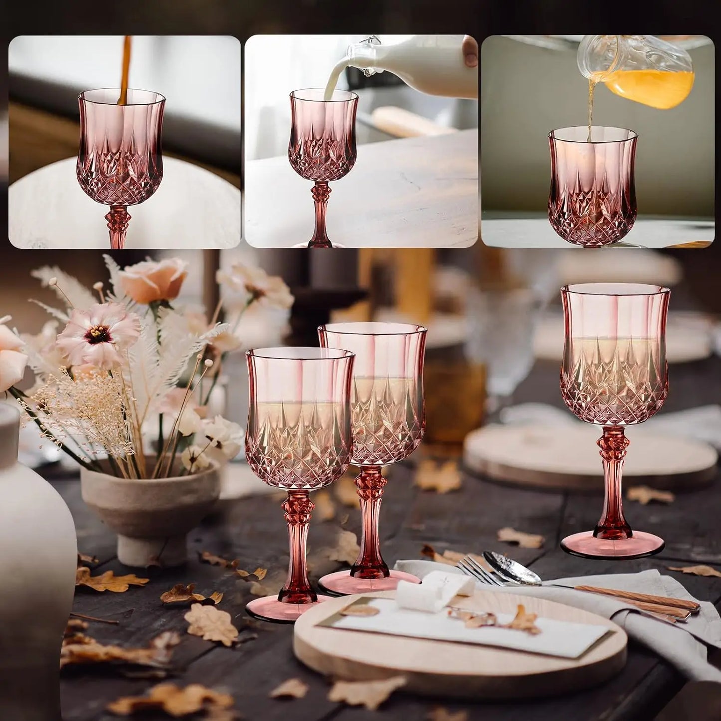 7oz Plastic Rose Gold Drinking Glasses