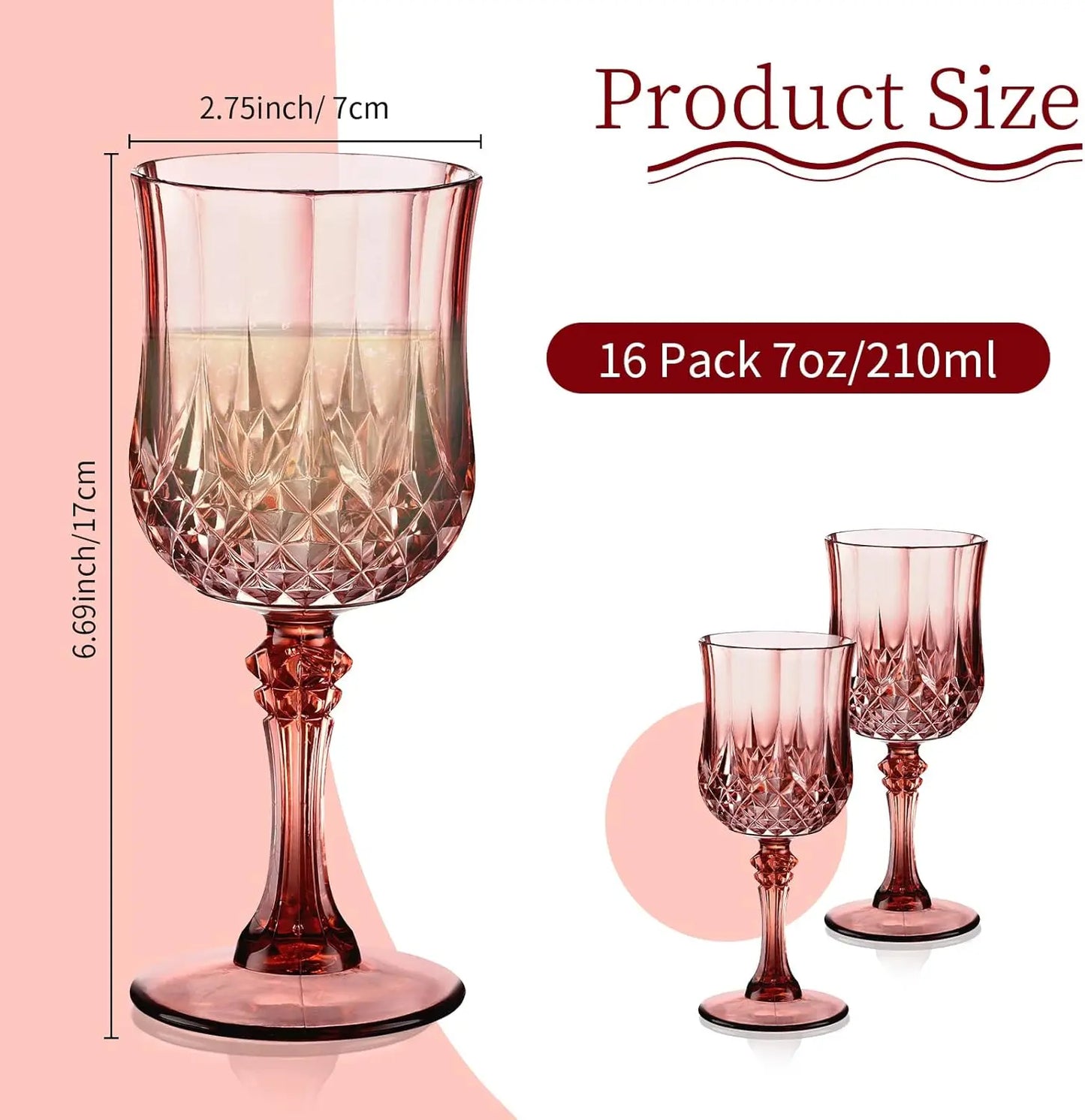 7oz Plastic Rose Gold Drinking Glasses