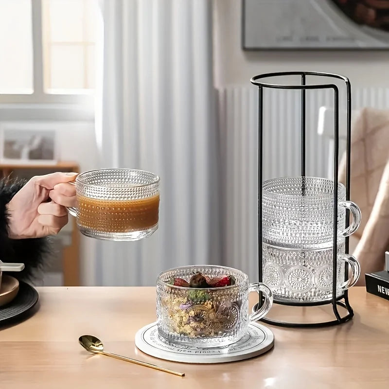 4-piece Set of Glass Cups with Wooden Lids
